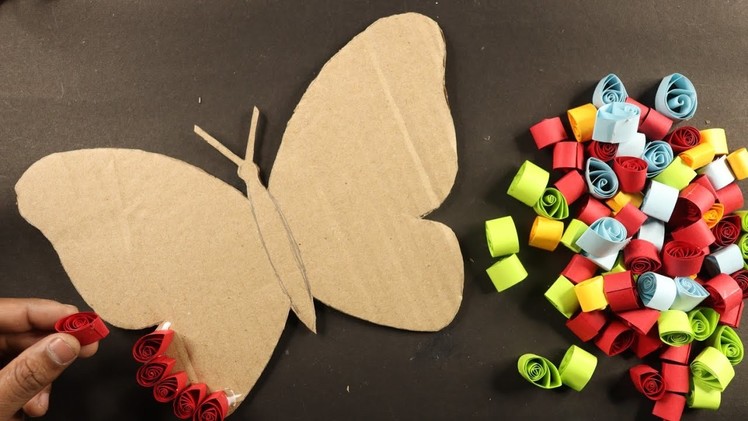 Quick Easy Paper Wall Hanging Ideas. Butterfly  Flower Wall decor. Cardboard Reuse.Room Decor DIY
