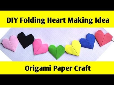 #short: Origami Paper Craft Ideas. How To Make A Paper Heart Folding. #origami #foldingheart