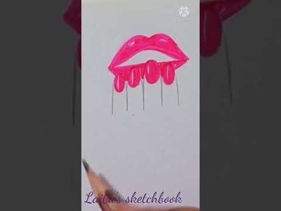 #Shorts|Lips drawing|Fingers drawing|Pink lips|Simple tutorial| Easy way to draw |Laiba's sketchbook
