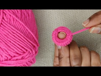 Superb Woolen Flower Making Trick Using finger - Hand Embroidery Amazing Flower Design - Sewing Hack