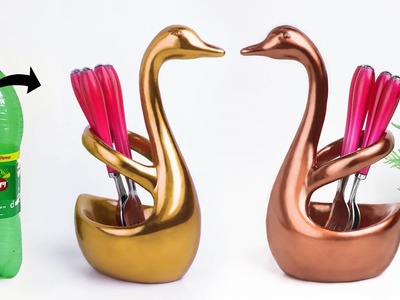 Swan shape spoon holder Showpiece making at home || Gift item showpiece making