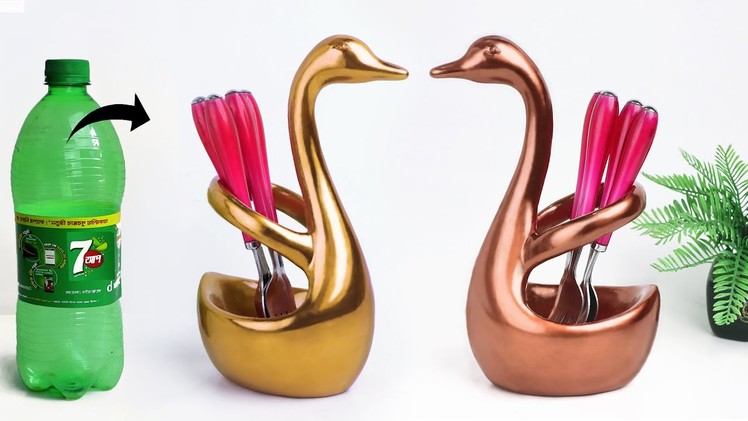 Swan shape spoon holder Showpiece making at home || Gift item showpiece making