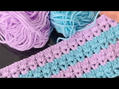 Tığ ile iki renkli örgü modeli ✅ bebek yelek, battaniye örgü modeli ✅ super crochet baby blanket