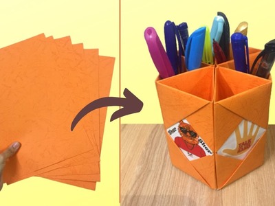 Triangular Paper Pencil Holder | Easiest craft DIY | Cute Kids Craft | Study Table Décor