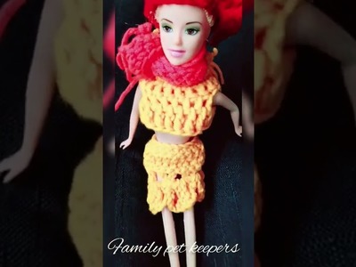 #10 how to crochet winter scarf for barbie doll | #shorts #diy #fashion   Family Pet keepers