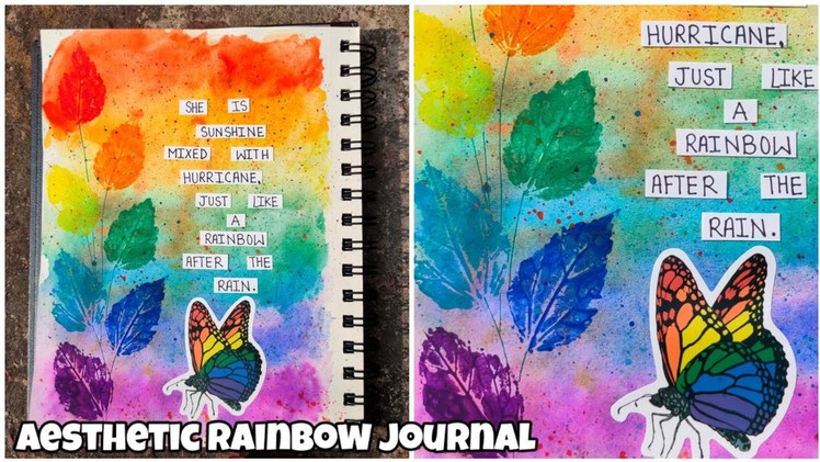 Aesthetic rainbow journal tutorial for beginners. Easy rainbow journal with less art supplies.