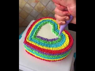 Amazing Rainbow Heart Cake Decorating Tutorial #cakeideas #desserts #yummycake #tasty #short