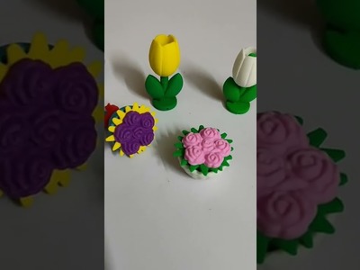 Amazing technique make barbie doll and flowers with polymer clay#shorts