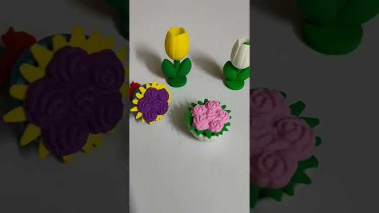 Amazing technique make barbie doll and flowers with polymer clay#shorts