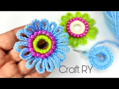 Amazing Woolen flower make with ring-Hand Embroidery-sewing hack