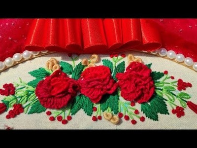 Brazilian floral tutorial |embroidery flower tutorial for beginners #shorts #shortvideo #embroidery
