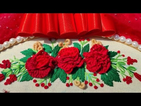 Brazilian floral tutorial |embroidery flower tutorial for beginners #shorts #shortvideo #embroidery