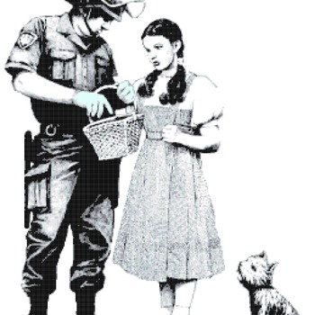 Counted Cross Stitch pattern banksy alice with policeman 254*307 stitches CH2270