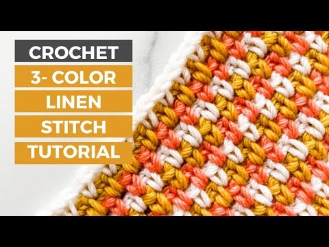 CROCHET 3-COLOR LINEN STITCH. How to Crochet Linen Stitch Stripes [TL Yarn Crafts]