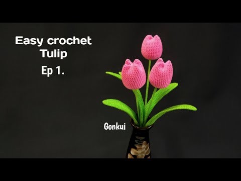 Crochet flower | Easy crochet Tulip flower ????????#crochetflower #crochet #crochettutorial  #diycraft
