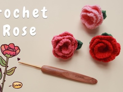 Crochet rose flower brooch for Valentines day | Crochet tutorial