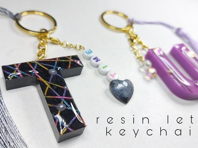 Design your letter keychains with glitter nail tape line strips ^^ resin craft ideas ^^ resin art