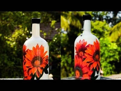 DIY Bottle Art || Decoupage Art || Home Decor Idea || Decorating Bottles With Decoupage Tissue paper