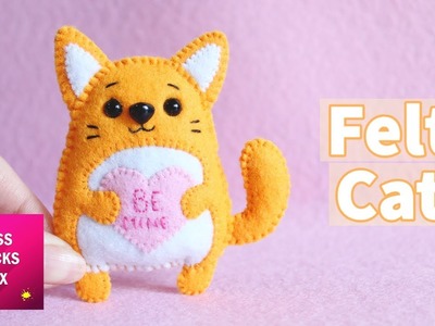 DIY: Cute Be Mine Valentine Cat Felt Plush | Valentine Craft | Felt Craft | Kawaii Craft