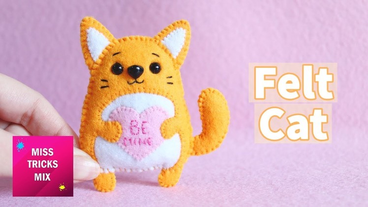 DIY: Cute Be Mine Valentine Cat Felt Plush | Valentine Craft | Felt Craft | Kawaii Craft