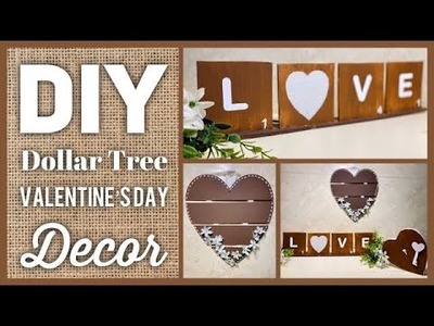 DIY Dollar Tree Farmhouse Valentine's Day or Any Day Decor - Farmhouse Home Decor 2022 - Easy Crafts