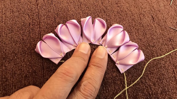 DIY Flower - Ribbon Flower - How To Make Beautiful Kanzashi Ribbon Flower- Flower For Embroidery