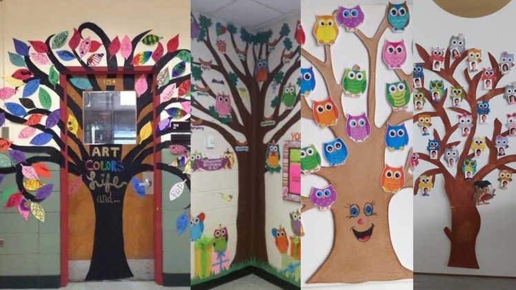 DIY Paper tree wall decoration ideas.Paper tree.Classroom tree wall decoration idea.classroom tree