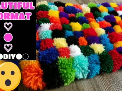 Diy Pom Pom Rug Using My Hands | Awesome Colorful Doormat Making #pompomcraft