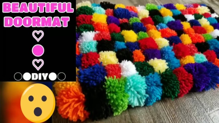 Diy Pom Pom Rug Using My Hands | Awesome Colorful Doormat Making #pompomcraft