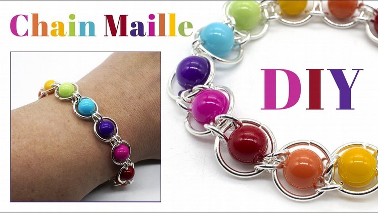 DIY Rainbow Chain Maille Bracelets Using Glass Beads & Jump Rings