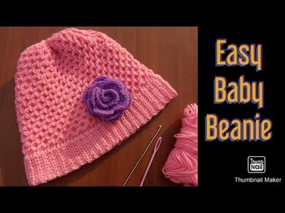 Easy Crochet baby beanie. crochet hat for 2-3 years old. Crochet for beginners. Baby Cap