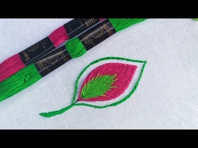 Hand Embroidery Basic Stitch for Beginners,Easy Long and Short Stitch Leaves Embroidery,Leaf Stitch