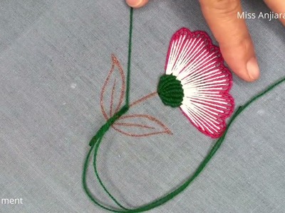 Hand Embroidery Blanket Stitch Flower Designs, New Flower Design Embroidery, Pretty Flower Design