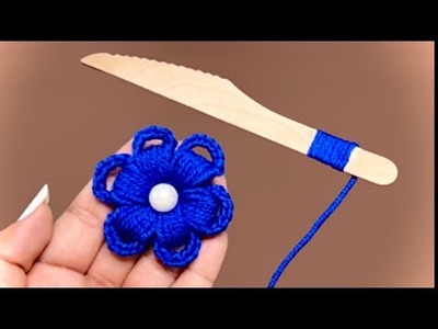 Hand Embroidery Flower for Beginners - How do you make Wooden Flower - Easy & Different - Cake knife