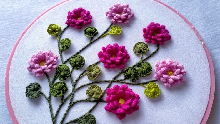 Hand Embroidery Tutorial I Beautiful Flowers | Cast on Stitch | Stem Stitch | Easy Way to Embroider