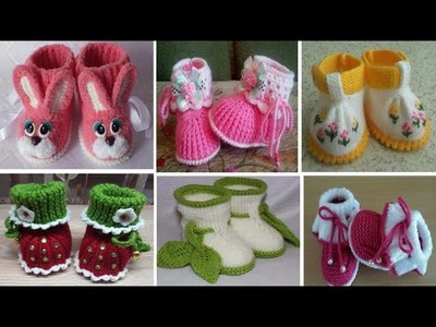 Hand knitted Woolen baby shoes, booties , socks, slipper designs.Crotchet Baby Booties design