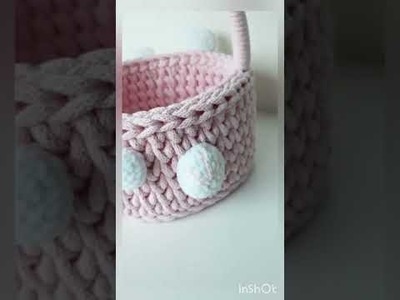 Handmade, crochet easter basket with bunny #crochettutorial #easter #easterbasketideas #baskets