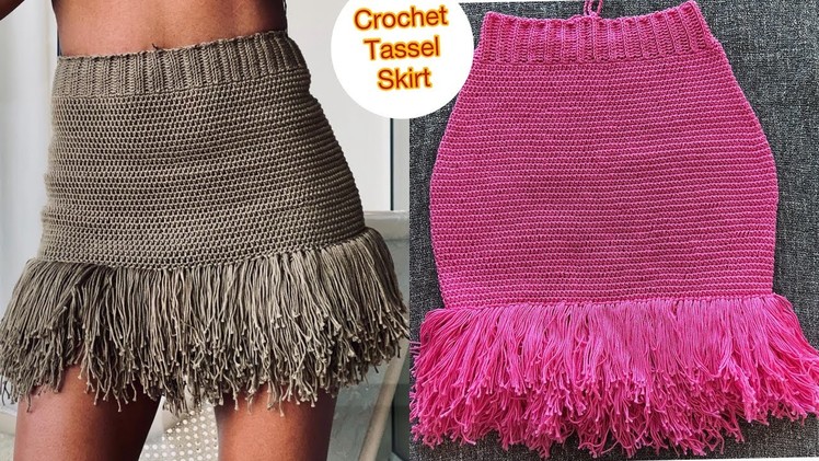 How To Crochet A Fringe Skirt. Crochet Tassel Skirt #crochetskirt
