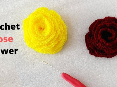 How to crochet easy 3d rose free pattern | crochet flower patterns step by step #crochetRoseFlower