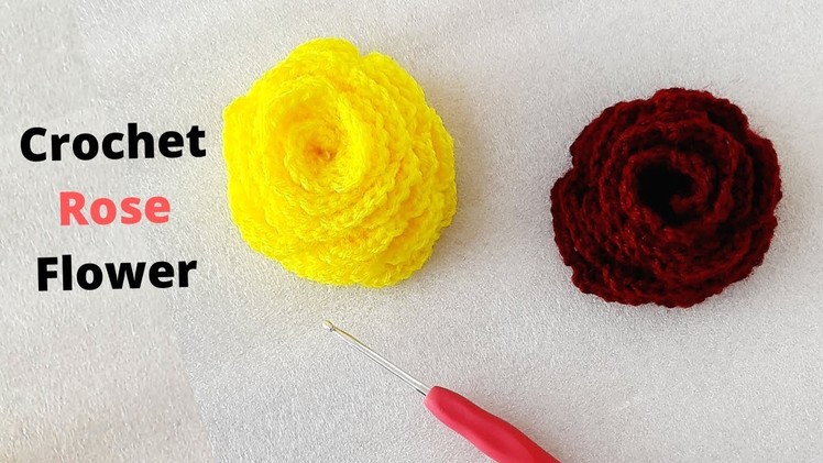 How to crochet easy 3d rose free pattern | crochet flower patterns step by step #crochetRoseFlower