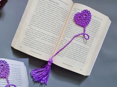 How to crochet heart bookmark with tassel