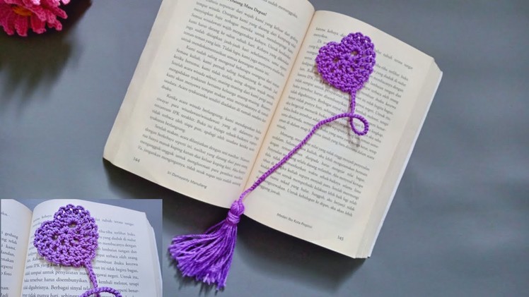 How to crochet heart bookmark with tassel