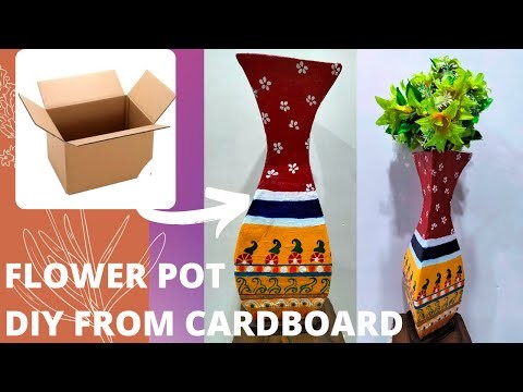 How to make Flower pot from waste cardboard | Waste reuse Idea Flowerpot