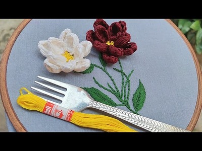 Most beautiful flower with fork????|super easy flower design 2022