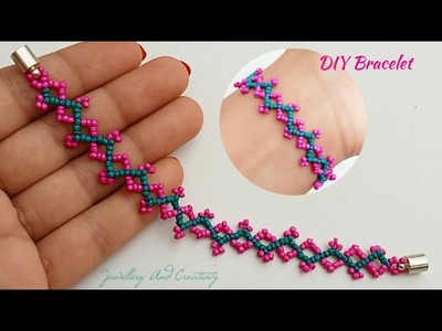 Seed Beads Brackets Tutorial.How To Make Beaded Bracelet.Easy Bracelet Tutorial