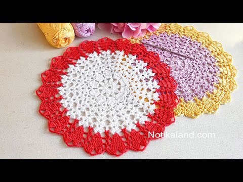 SOUSPLAT Crochet EASY Crochet Doily, Placemat Hearts pattern Part 1, 1   9 round