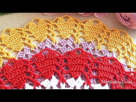 SOUSPLAT Crochet EASY Crochet Doily, Placemat Hearts pattern Part 2, 10   13 round