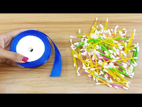 SUPERB HOME DECOR IDEAS USING COTTON BUDS AND COLOR RIBBON | DIY CRAFT | BEST OUT OF WASTE