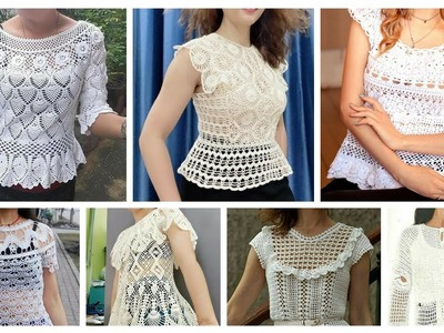 Top Stylish Designers Fancy Cotton Crochet knitted Lace  pattern Peplium blouse for Modern Girls????