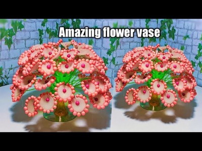 Amazing flower vase || Empty plastic bottle vase making craft _water bottle recycle flower